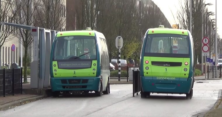 Driverless bus in operation in the Netherlands