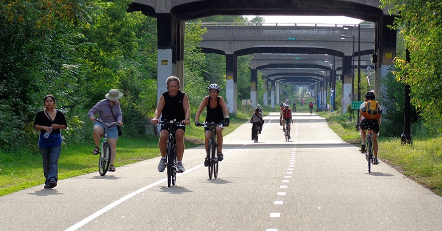 Minneapolis' Midtown Greenway has been recognized as a national model for off-street bike trails. (The Greenway Guy)