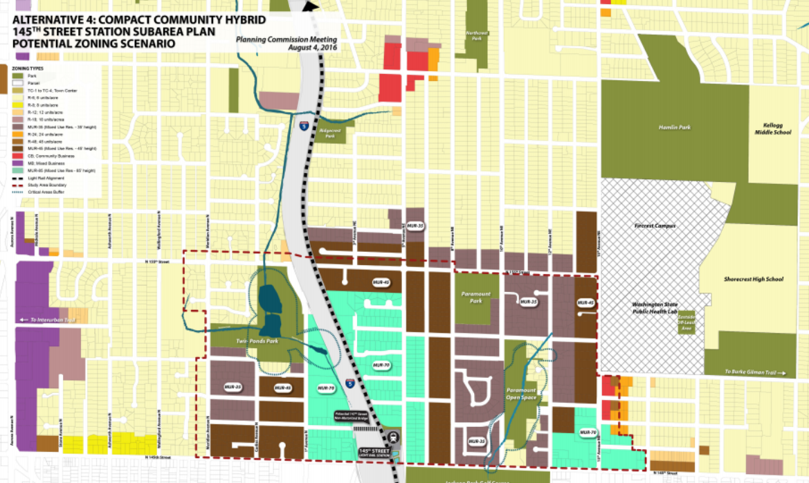 Commissioner Bork's Compact Community Hybrid zoning alternative. (City of Shoreline)