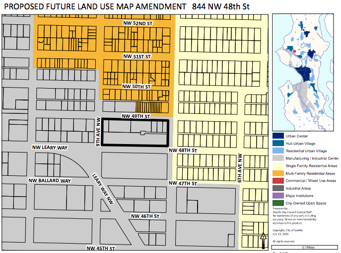 Proposed Ballard FLUM amendment. (City of Seattle)