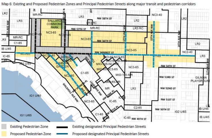 Proposed P suffix and Principal Pedestrian Streets. (City of Seattle)