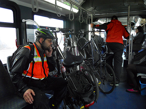 Internal bike racks on Swift. (Scott Bonjukian)