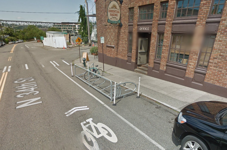 The bike corral outside of Essential Baking in Wallingford. (Google Maps)