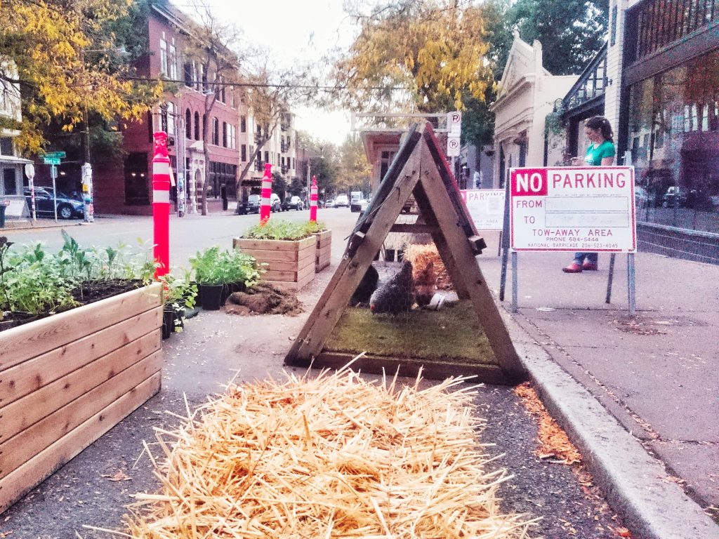 Parklet as part of Parking Day, Photo by Sarah Oberklaid.