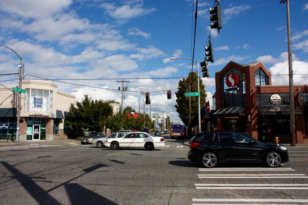 The intersection with Aurora Avenue is a pedestrian nightmare but an entry point to the Auora/Licton Springs neighborhood.