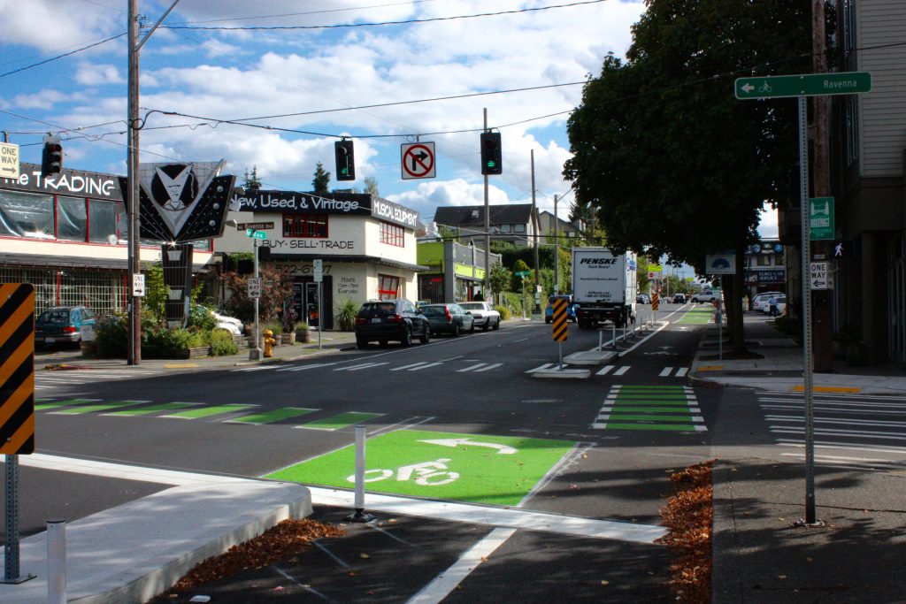 Bicyclists of the world rejoice: a PBL that connects to another PBL (Ravenna Boulevard).