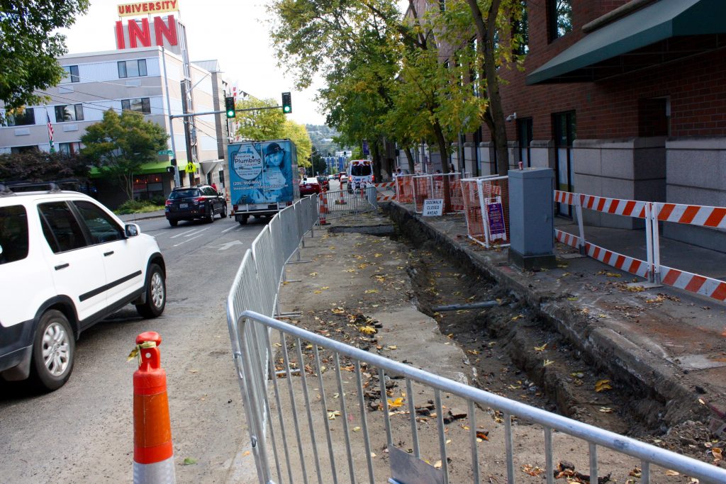 This utility work near 42nd St is one reason the Roosevelt PBL isn't all the way open.