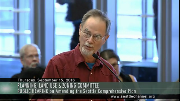 David Ward opposes most of the changes to the Comp Plan which he called an insurmountable beaver mound. (Seattle Channel)