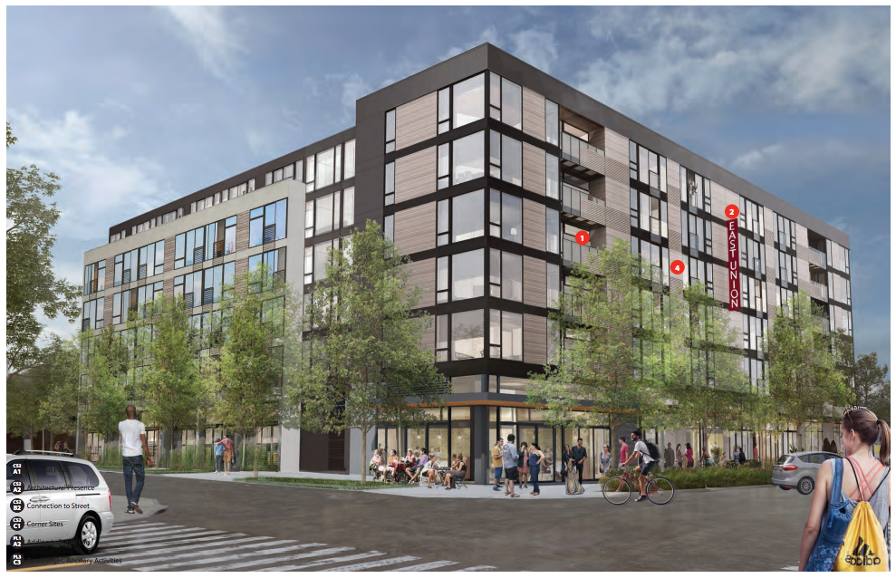 Rendering of the proposed 2220 E Union St project, subject to the rezone. (City of Seattle / Weinstein)
