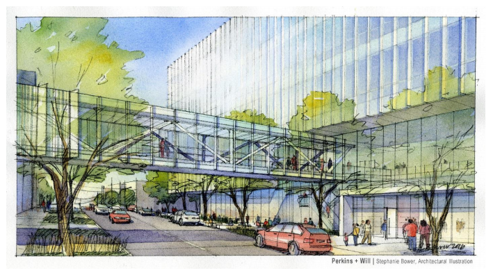 Sketch of the Swedish skybridge over Minor Avenue. (City of Seattle / Perkins + Will)