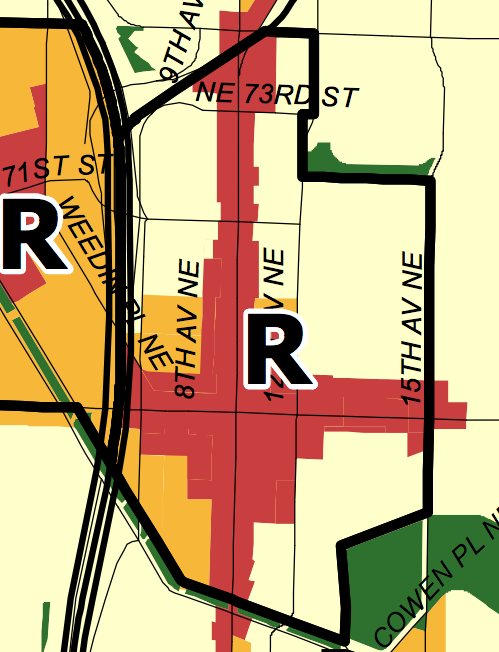 Residential urban village boundary in Roosevelt. (City of Seattle)