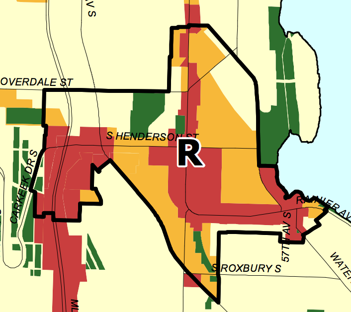 Residential urban village boundary in Rainier Beach. (City of Seattle)