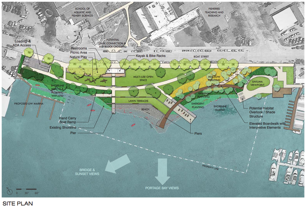 60% design concept for Portage Bay Park. (City of Seattle / Walker Macy)