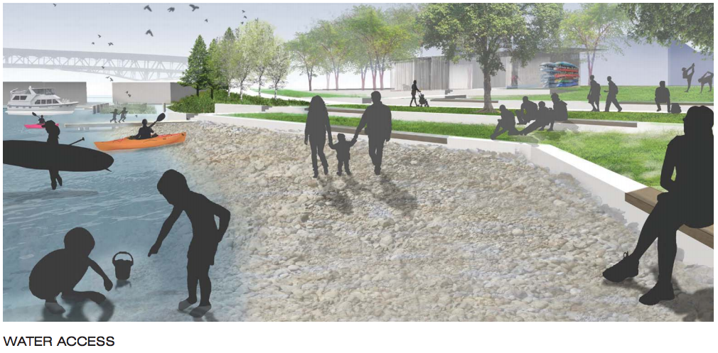 A rendering of beach and water access. (City of Seattle / Walker Macy)
