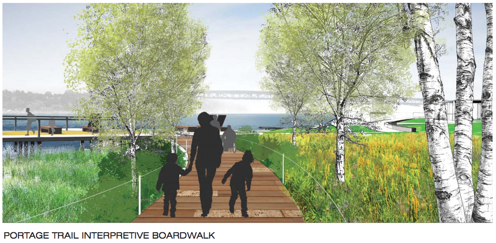 A rendering of what the interpretative boardwalk. (City of Seattle / Walker Macy)