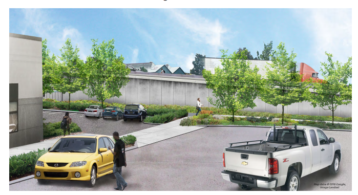 Rendering of the bridge from Occidental Ave S, which would dead end on either side. (CIty of Seattle)