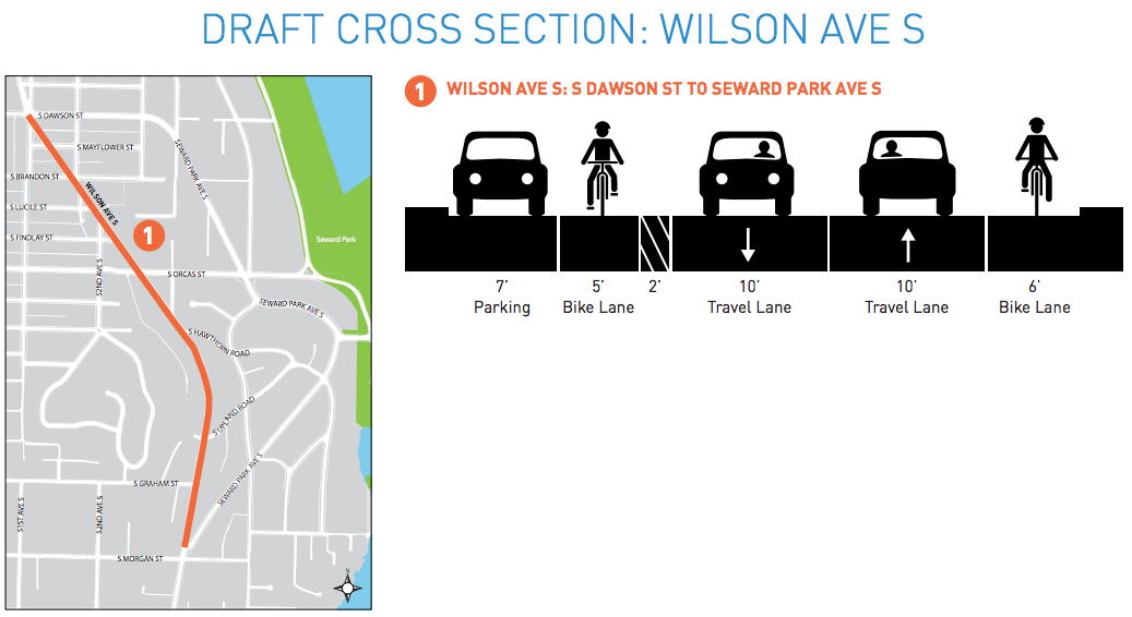 Draft cross section for the Wilson Ave S corridor. (City of Seattle)