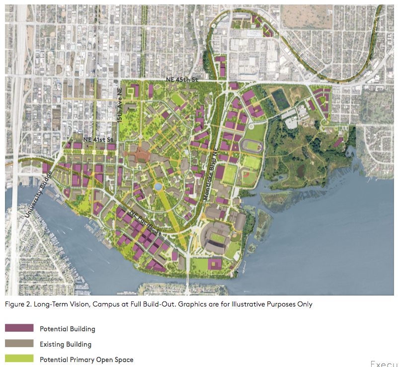 The University of Washington's long-term vision for infill and redevelopment of the main campus. (University of Washington)