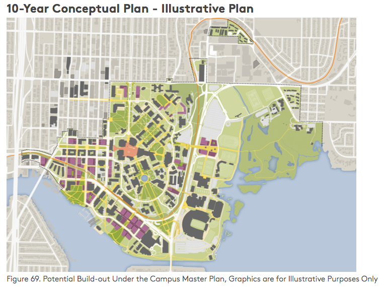 10-year conceptual plan for campus development. (University of Washington)