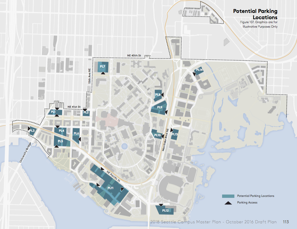 Potential parking locations in the future. (University of Washington)