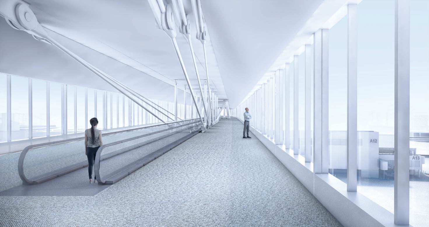 Interior of the skybridge which hopefully will bring spectacular views of Mount Rainier and Puget Sound. (Port of Seattle)