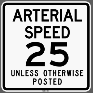 Arterial speed limit sign. (City of Seattle)