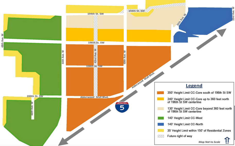 Lynnwood's City Center plans to allow building as high as 350 feet tall. (Lynnwood)