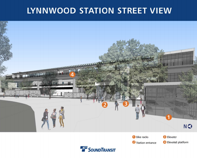 Street view of Lynnwood Station. (Sound Transit)