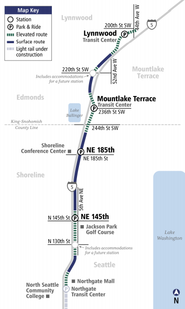 Planned Lynnwood Link Extension corridor. (Sound Transit)
