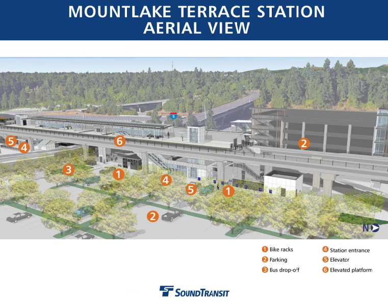 Aerial view of Mountlake Terrace Station. (Sound Transit)