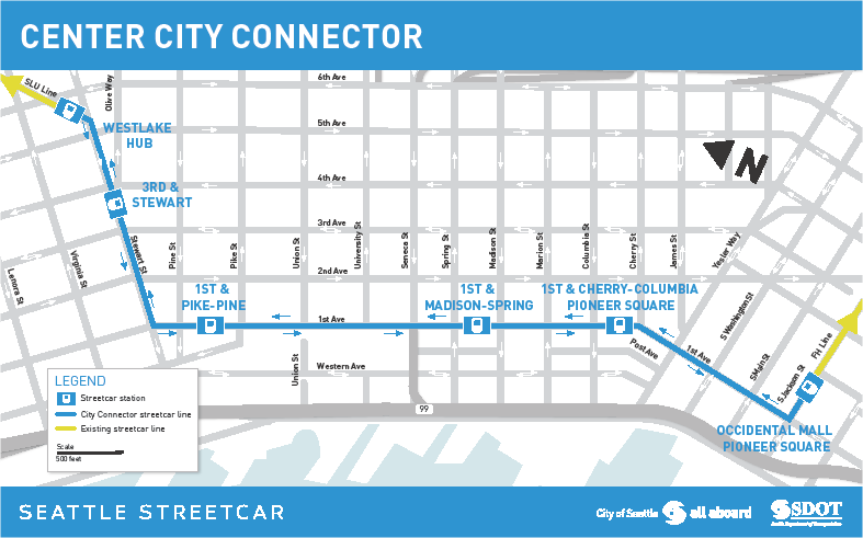 What the Center City Connector will be connecting. (City of Seattle)