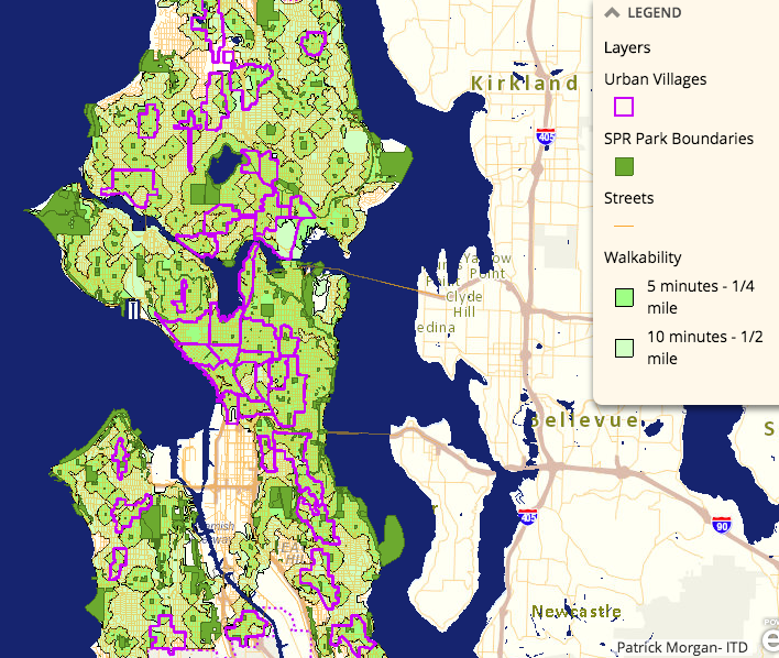 Walkability from open spaces. (City of Seattle)