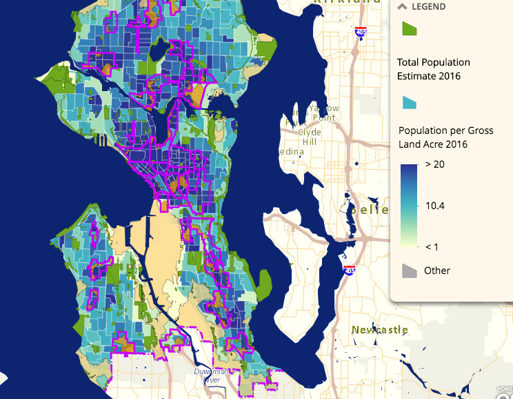 Gap analysis in relationship to population density. (City of Seattle)