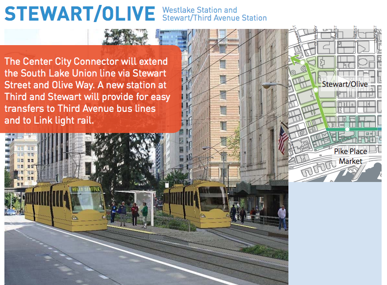 A proposed new station at Stewart Street and Third Avenue near Westlake Station. (City of Seattle)