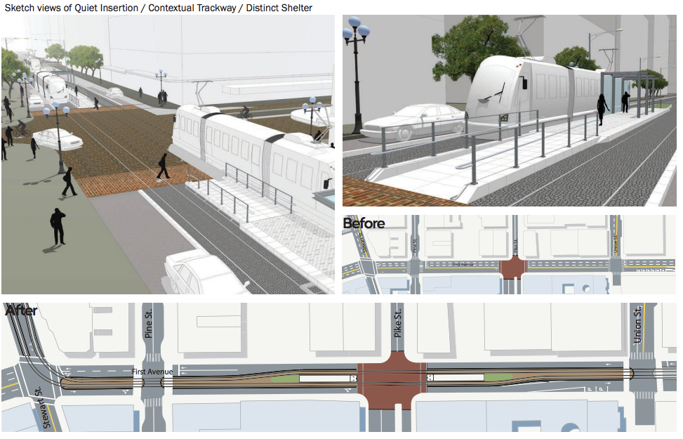 Conceptual pedestrian realm near Pike Place Market. (City of Seattle)