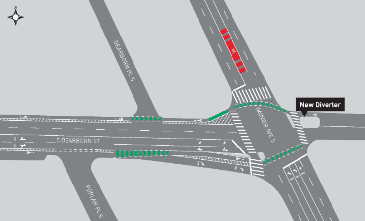 Proposed street configuration of Dearborn Street and intersection with Rainier Avenue. (City of Seattle)