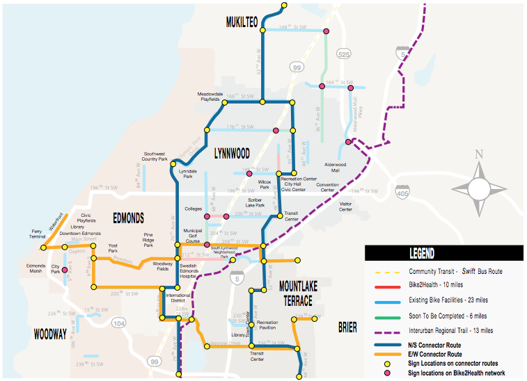 Concept for Bike2Health north-south and east-west corridors. (Verdant Health Commission)