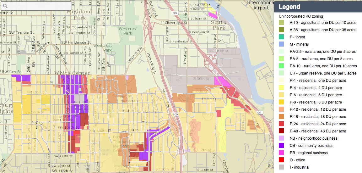 King County zoning for the annexation areas. (King County)