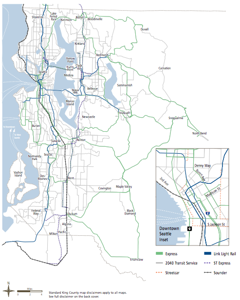 Plan for future express bus corridors. (King County)