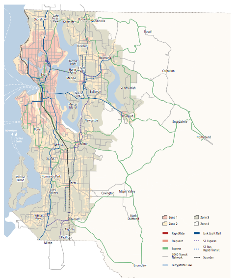 Future transit access zones. (King County)
