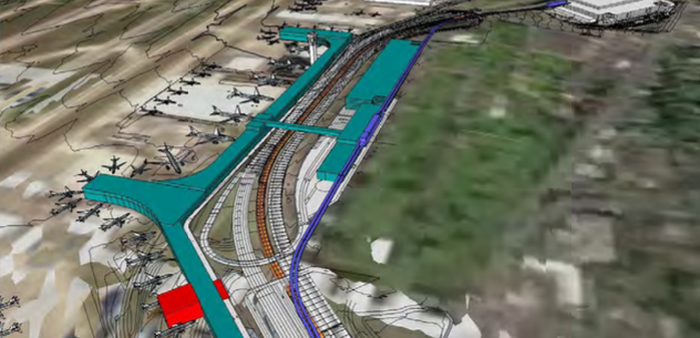 Rendering of the north terminal facilities and possible transportation network. (Port of Seattle)