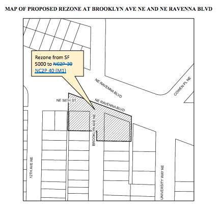 Proposed rezone on NE Ravenna Blvd and Brooklyn Ave NE. (City of Seattle)