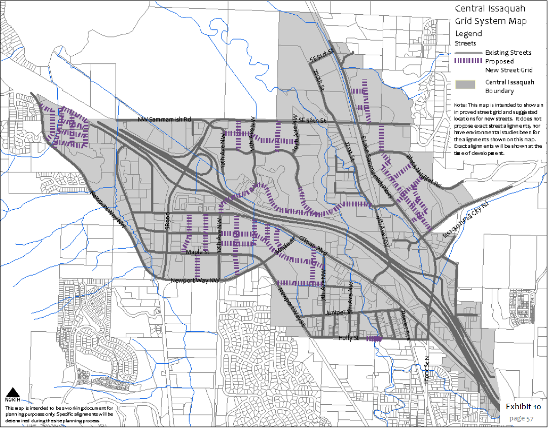 Existing and Proposed Street Grid for Central Issaquah. (City of Issaquah