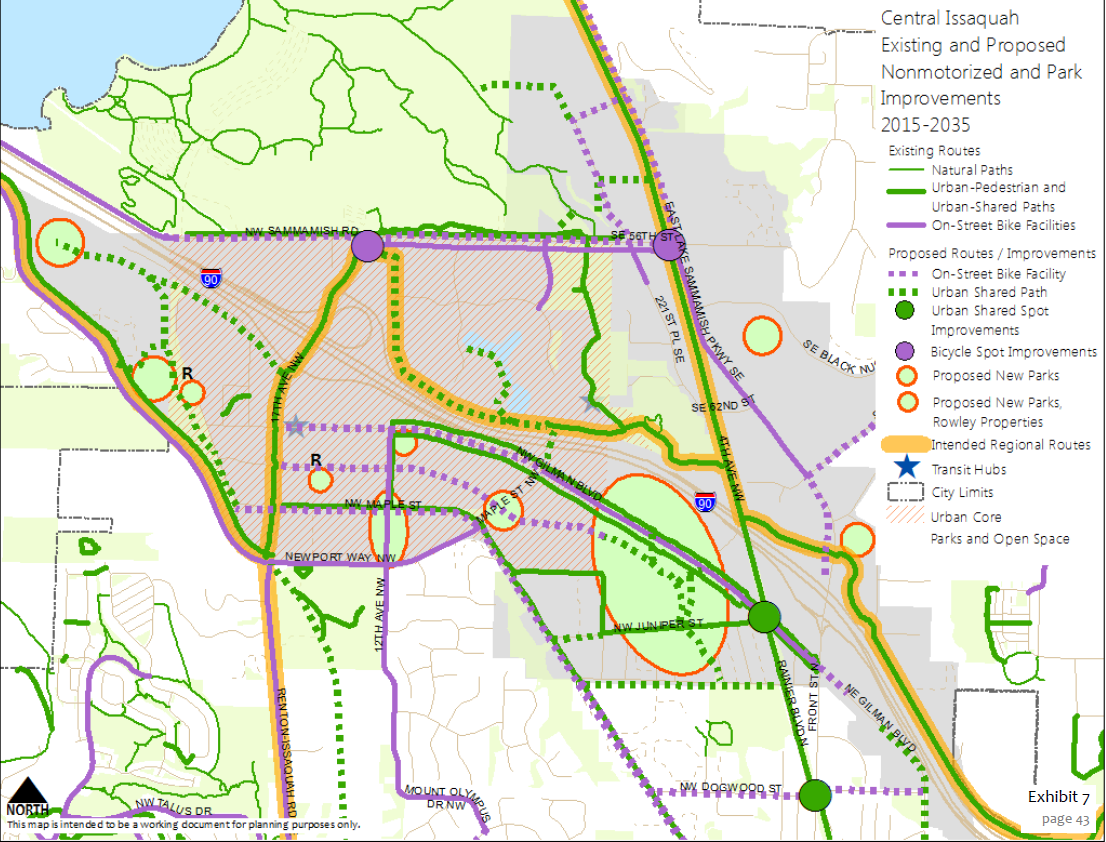 Existing and proposed infrastructure improvements in Central Issaquah. (City of Issaquah)