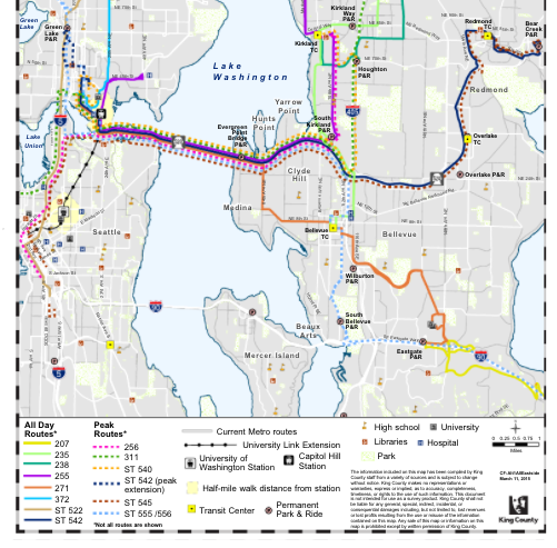 Original Alternative 1 bus restructure for Link Connections in 2015. (King County)