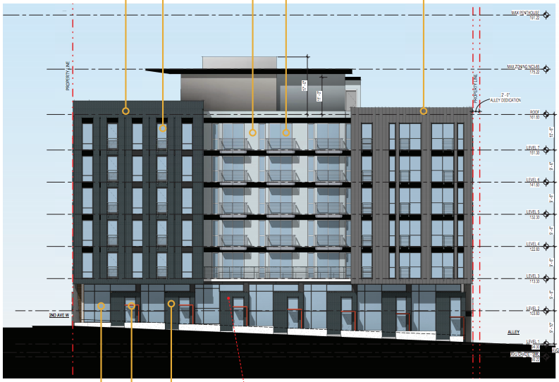 Rendering of the north facade. (Encore Architects, PLLC / City of Seattle)