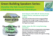 Shoreline To Hold Spring-Summer Green Building Speaker Series
