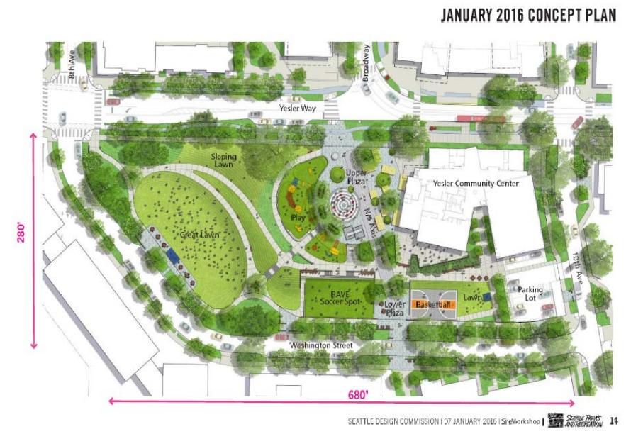 The conceptual plan for Yesler Terrace Park. (City of Seattle)