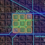 Barceloan superblock graphic showing traffic flow
