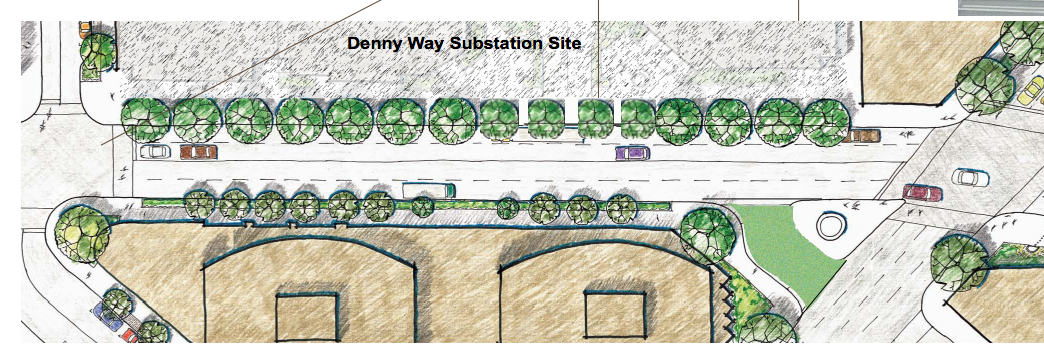 Area around 1200 Stewart from the Denny Way Streetscape Plan. (City of Seattle)